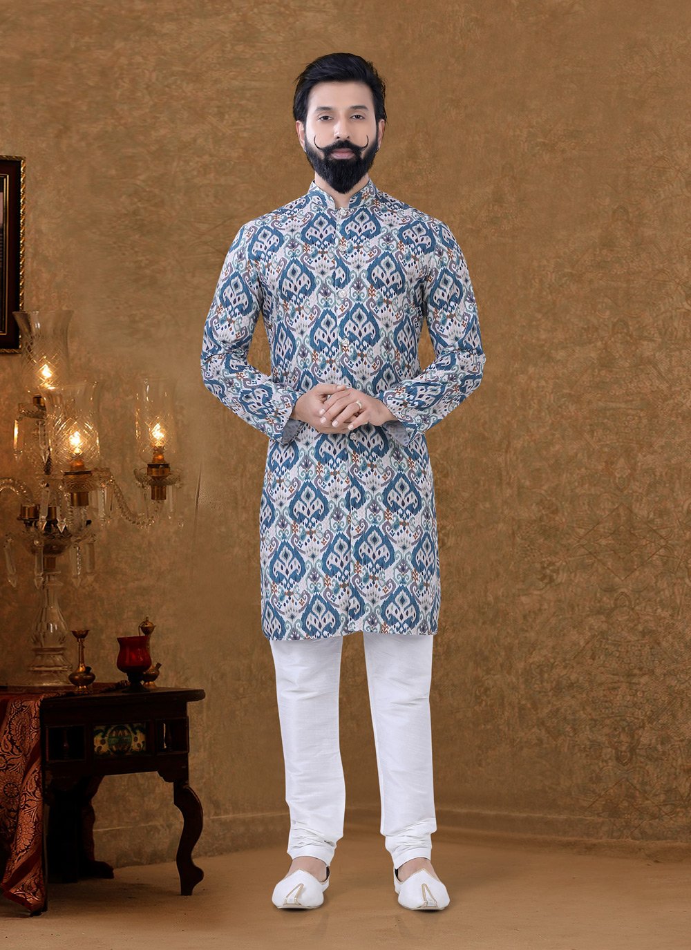 Kurta Pyjama Cotton Multi Colour Digital Print Mens