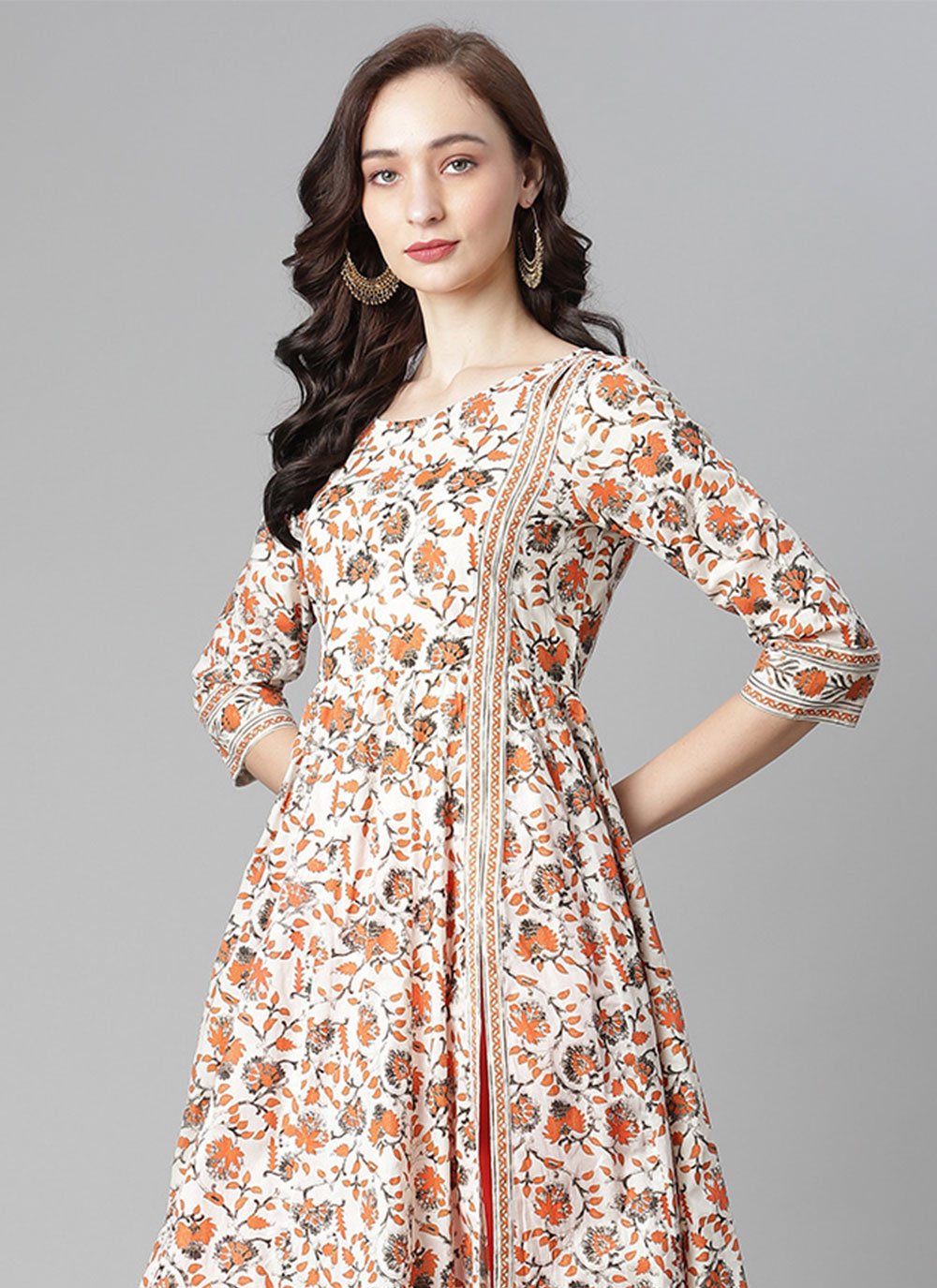 Designer Kurti Cotton Multi Colour Print Kurtis