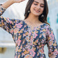 Designer Kurti Cotton Multi Colour Floral Patch Kurtis