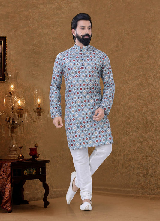 Kurta Pyjama Cotton Multi Colour Digital Print Mens