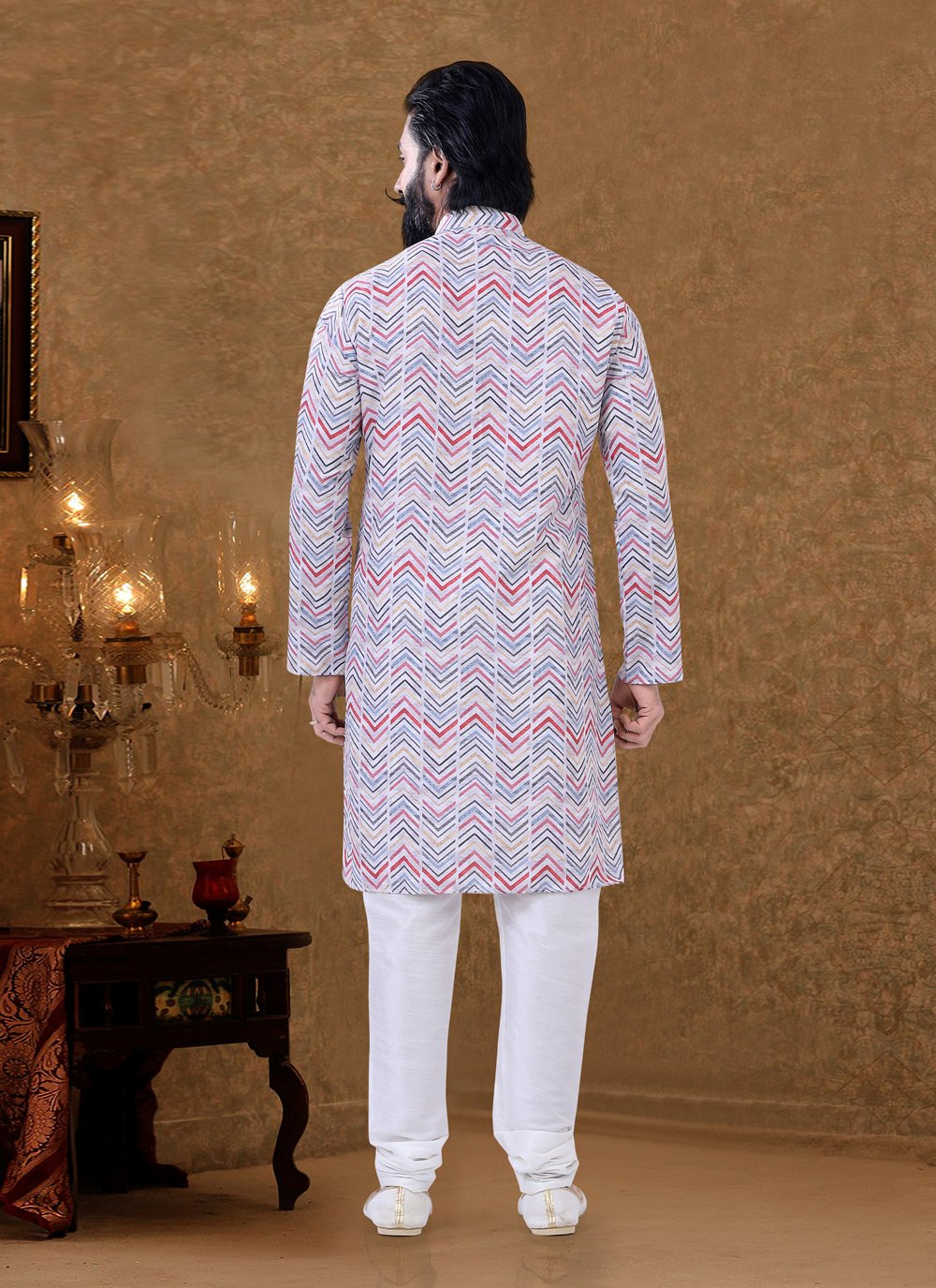 Kurta Pyjama Cotton Multi Colour Digital Print Mens