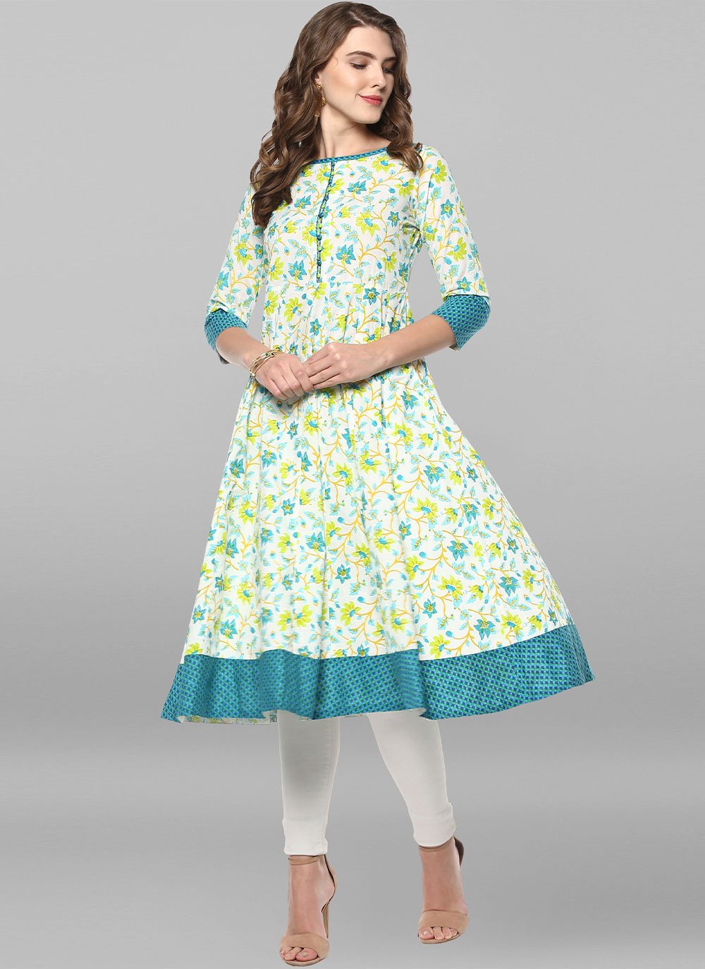 Party Wear Kurti Cotton Multi Colour Print Kurtis