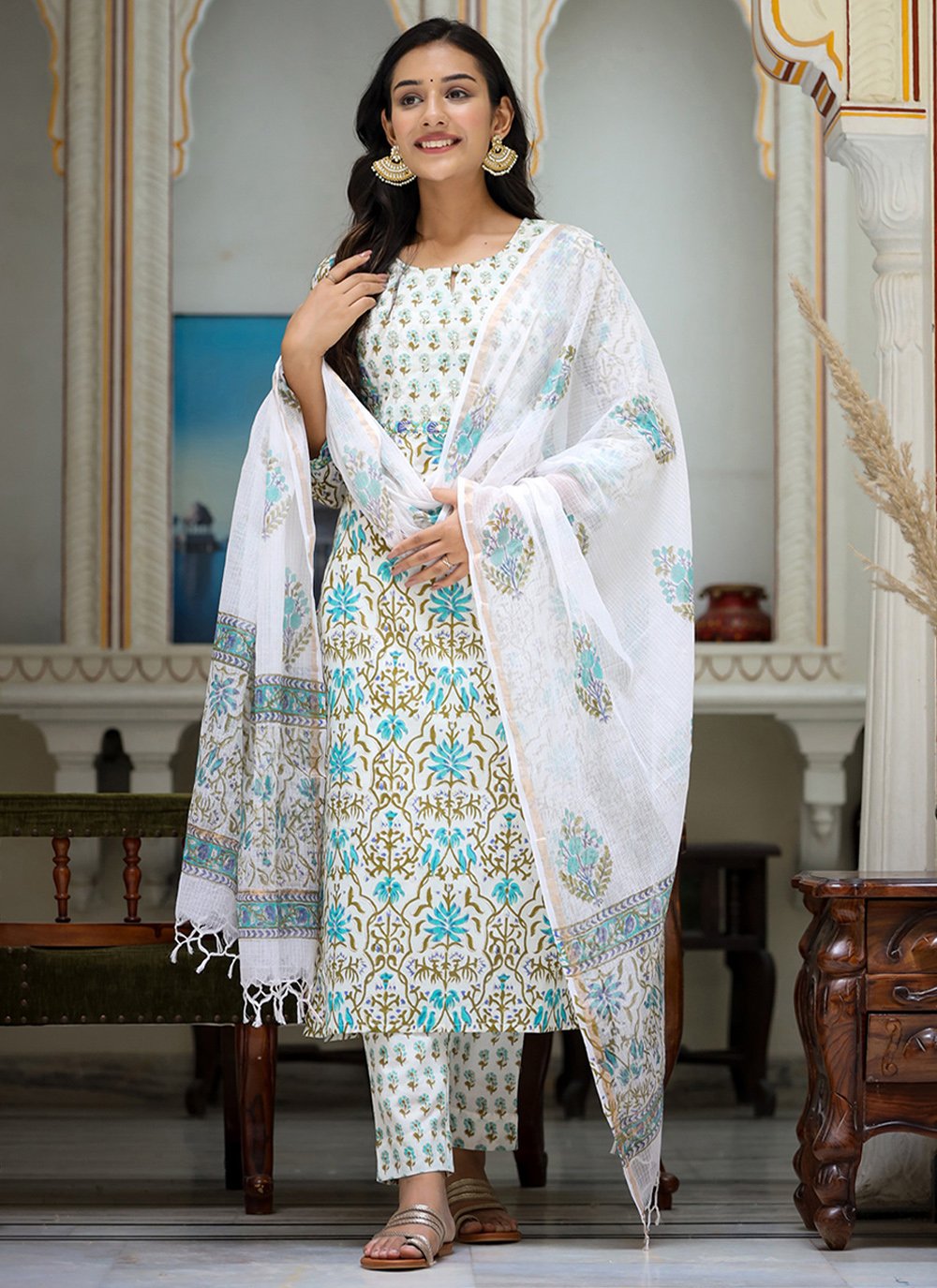 Pant Style Suit Cotton Multi Colour Print Salwar Kameez