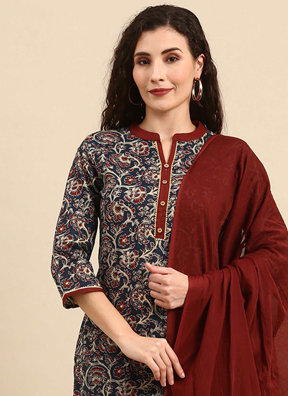 Salwar Suit Cotton Multi Colour Floral Patch Salwar Kameez