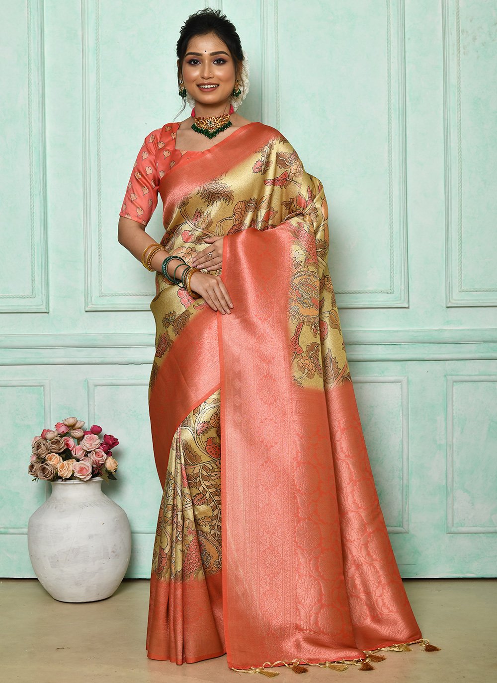 Trendy Saree Cotton Silk Multi Colour Print Saree