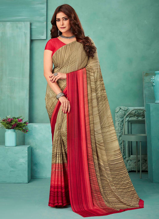 Classic Crepe Silk Multi Colour Print Saree