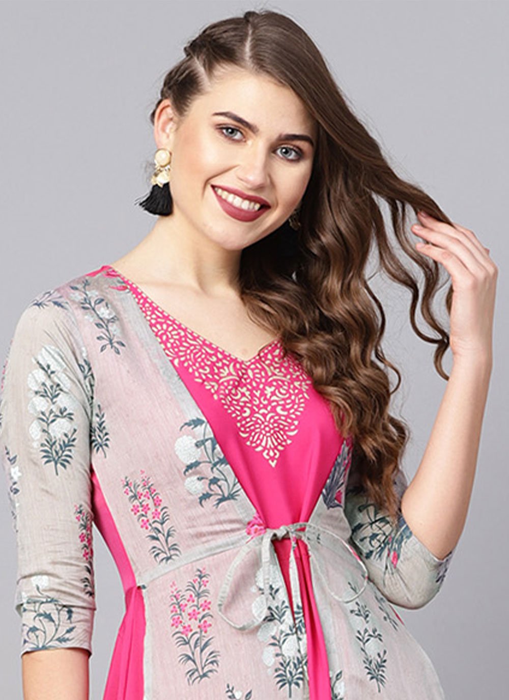 Floor Length Kurti Crepe Silk Multi Colour Print Kurtis