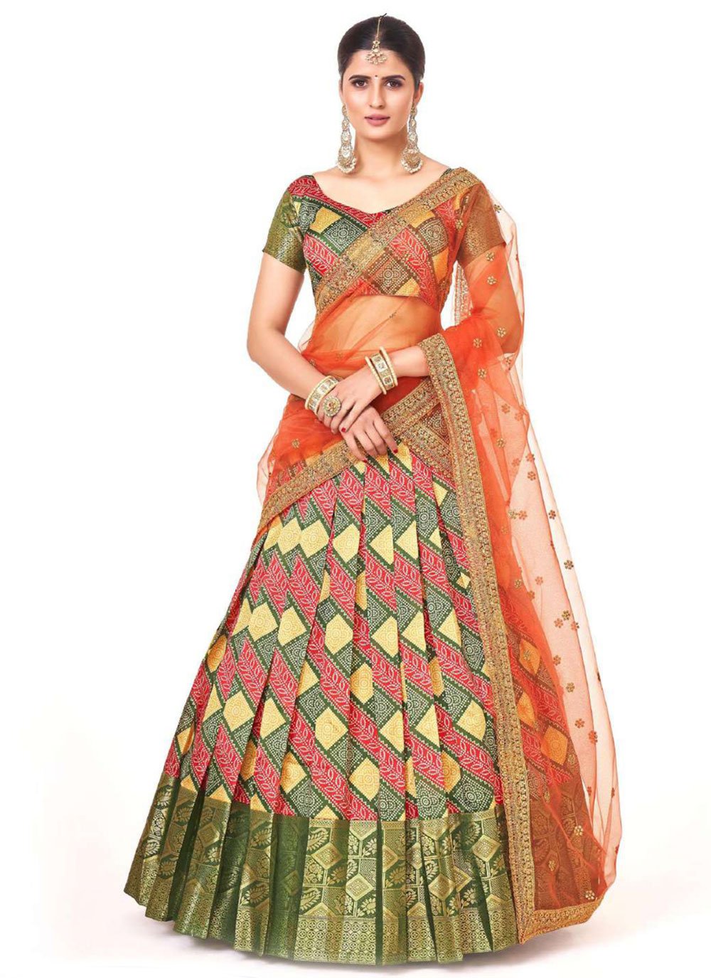 A Line Lehenga Silk Multi Colour Digital Print Lehenga Choli