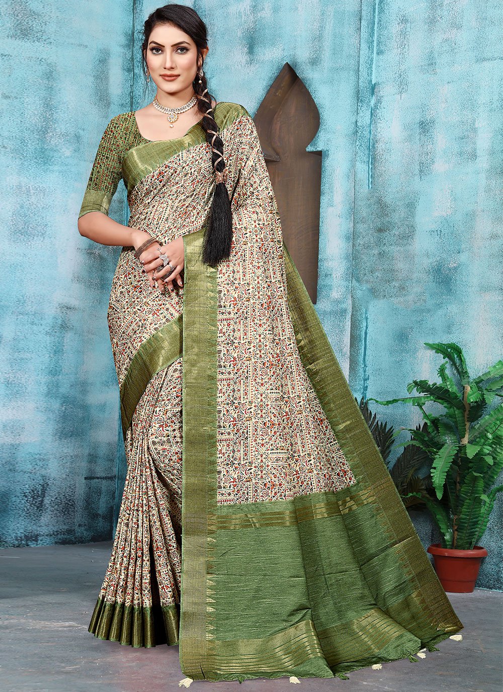 Contemporary Banarasi Silk Multi Colour Digital Print Saree