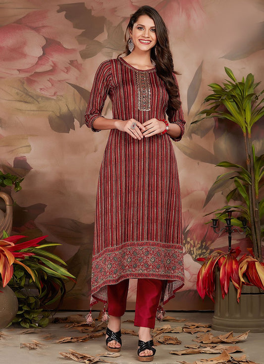 Casual Kurti Chinon Multi Colour Digital Print Kurtis