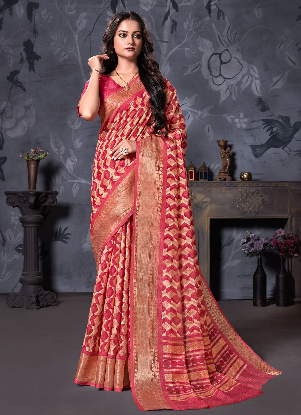 Casual Cotton Linen Multi Colour Digital Print Saree