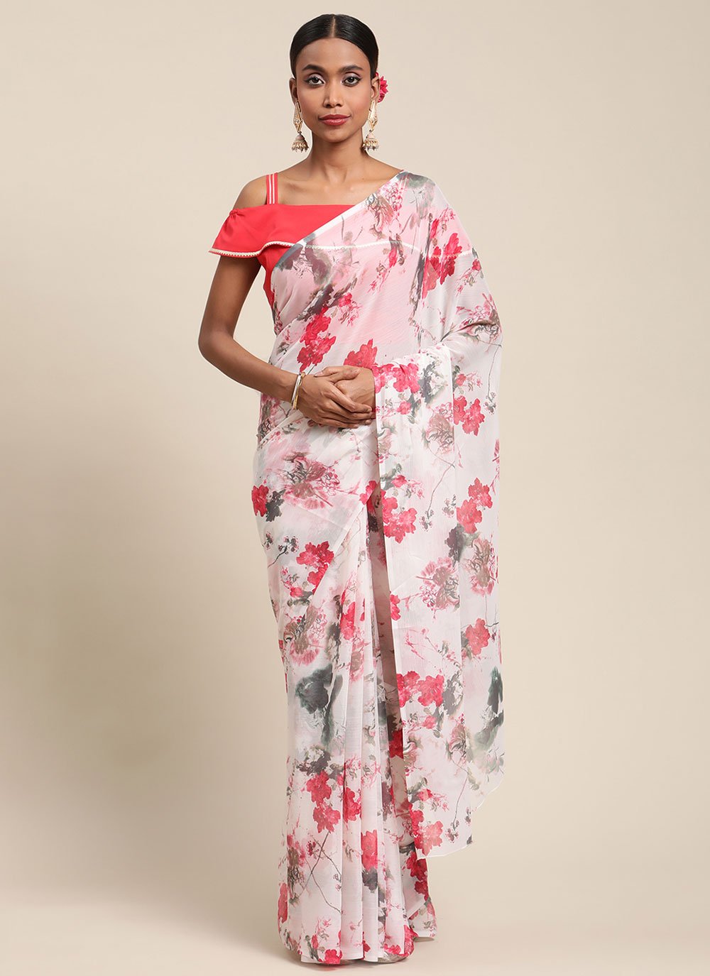 Classic Chiffon Multi Colour Digital Print Saree