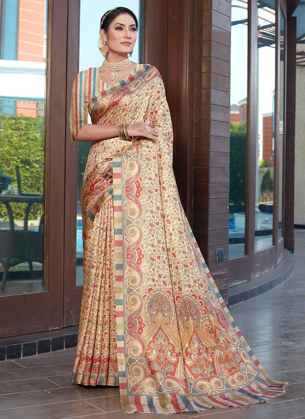 Classic Pashnima Silk Multi Colour Digital Print Saree