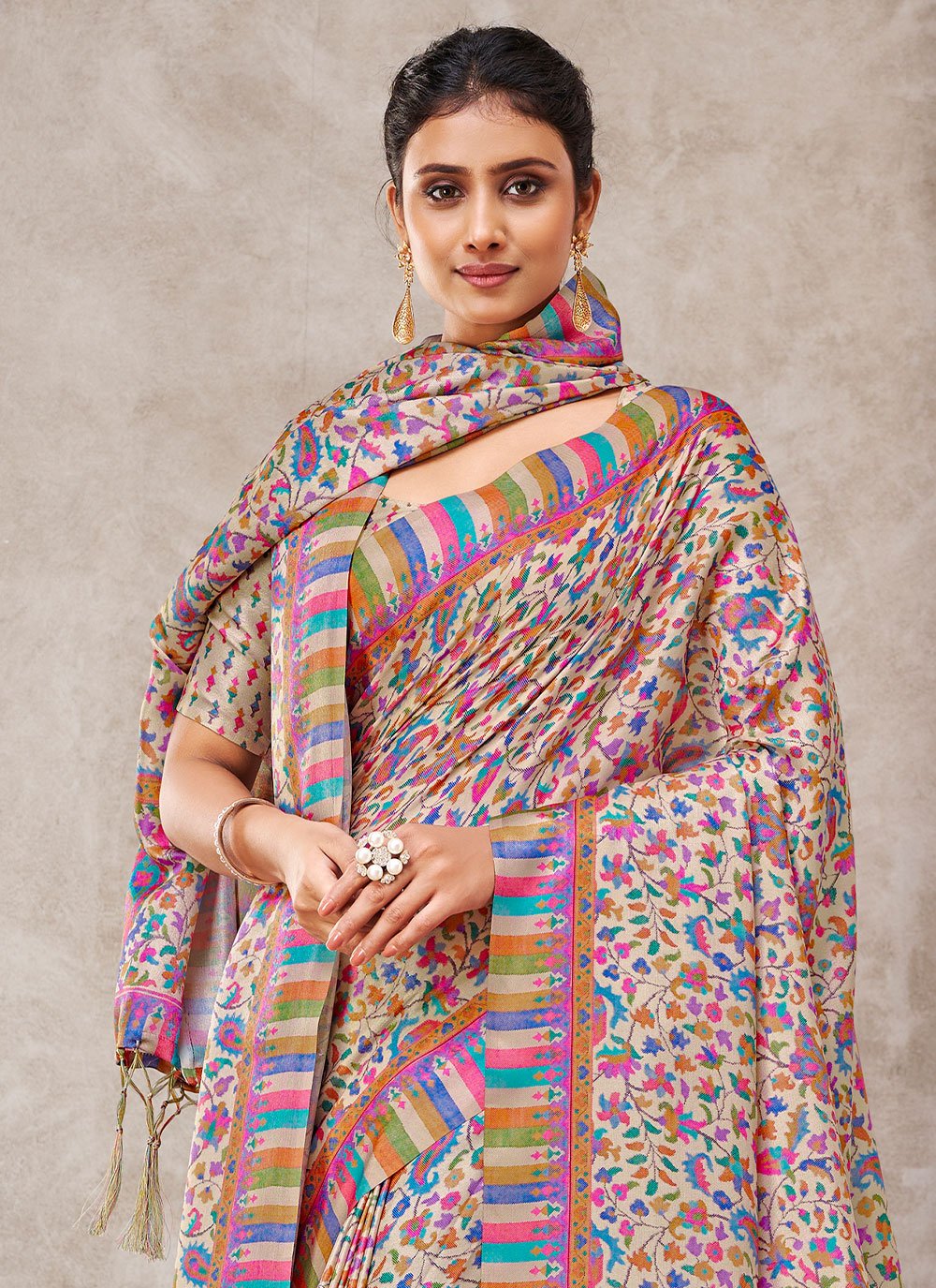 Classic Pashmina Multi Colour Digital Print Saree