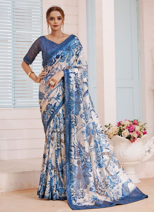 Classic Imported Multi Colour Digital Print Saree