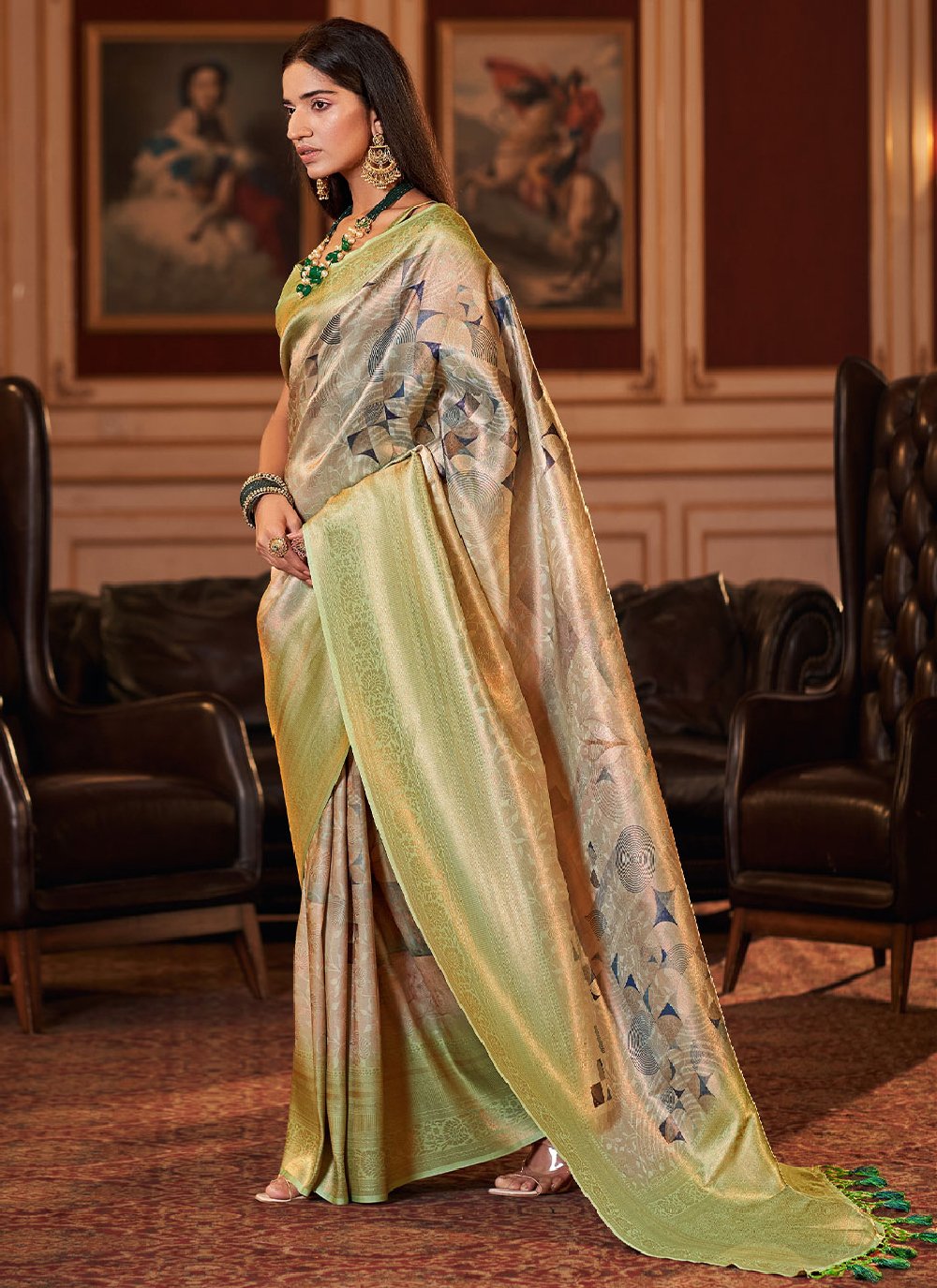 Classic Jacquard Multi Colour Digital Print Saree