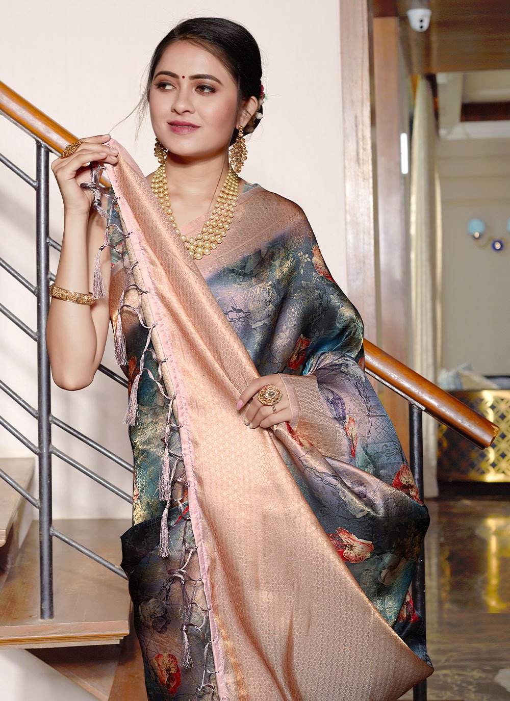 Contemporary Silk Multi Colour Digital Print Saree