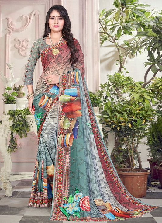 Contemporary Weight Less Multi Colour Digital Print Saree