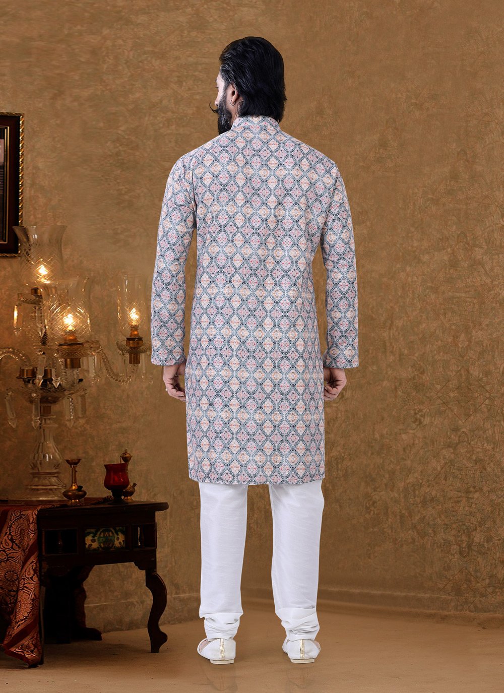 Kurta Pyjama Cotton Multi Colour Digital Print Mens