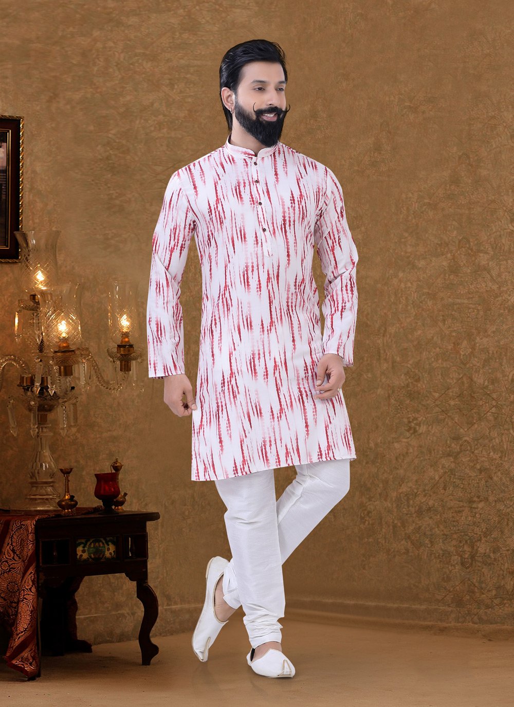 Kurta Pyjama Cotton Multi Colour Digital Print Mens