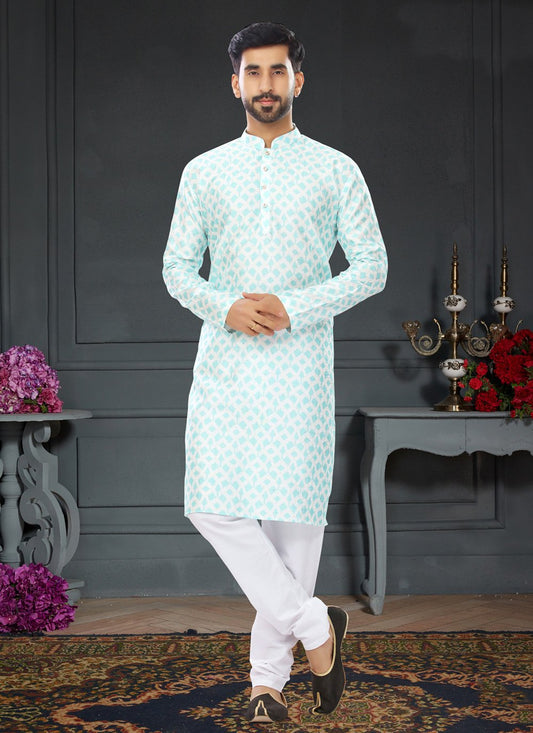 Kurta Pyjama Silk Multi Colour Digital Print Mens