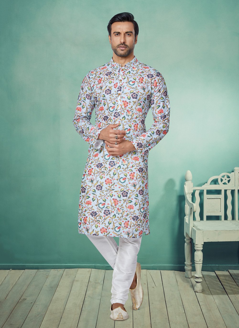 Kurta Pyjama Fancy Fabric Multi Colour Digital Print Mens