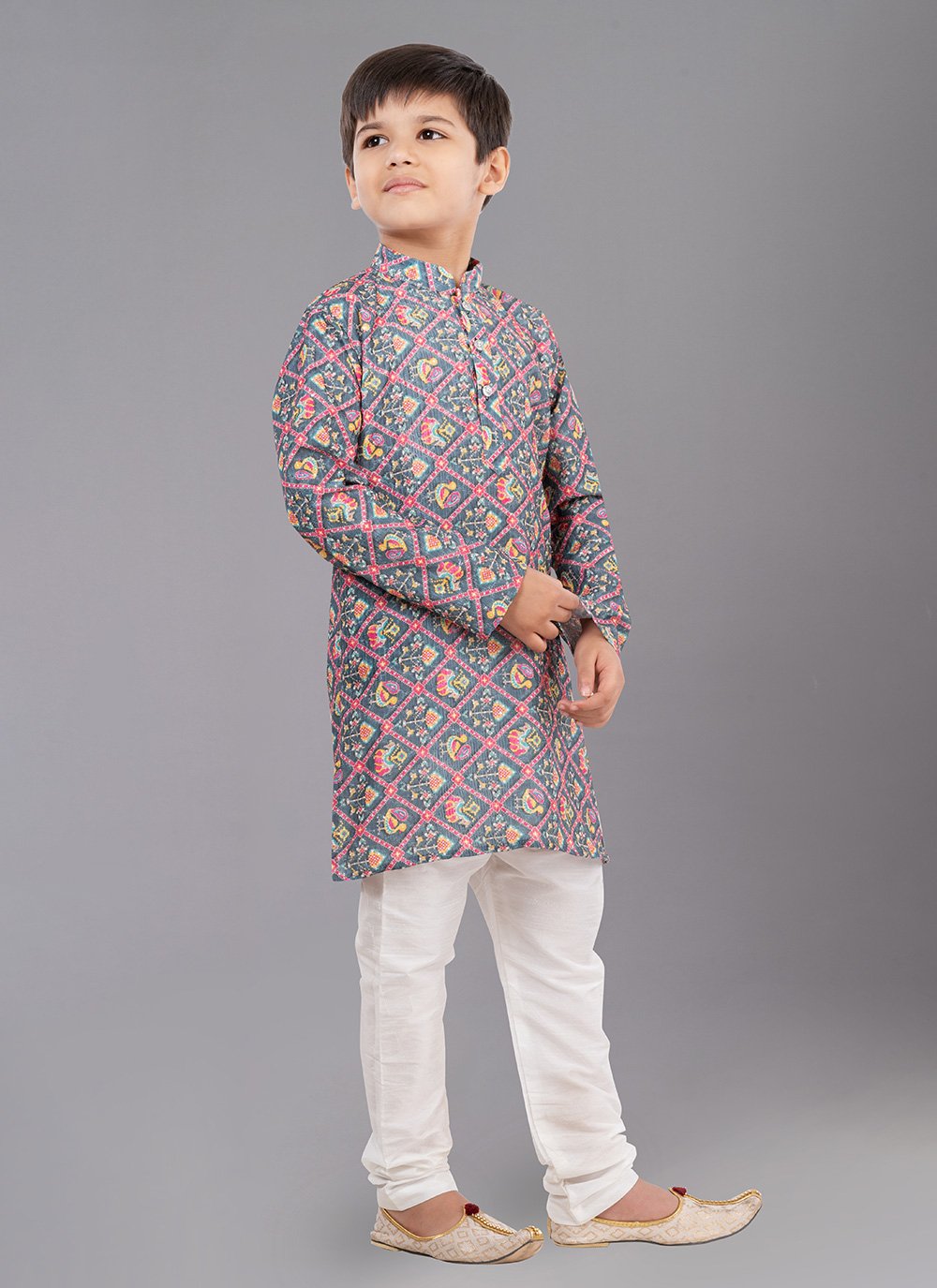 Kurta Pyjama Polyester Multi Colour Digital Print Kids