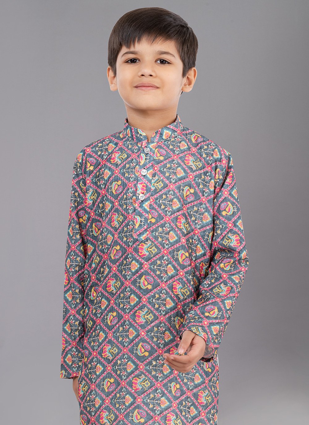 Kurta Pyjama Polyester Multi Colour Digital Print Kids