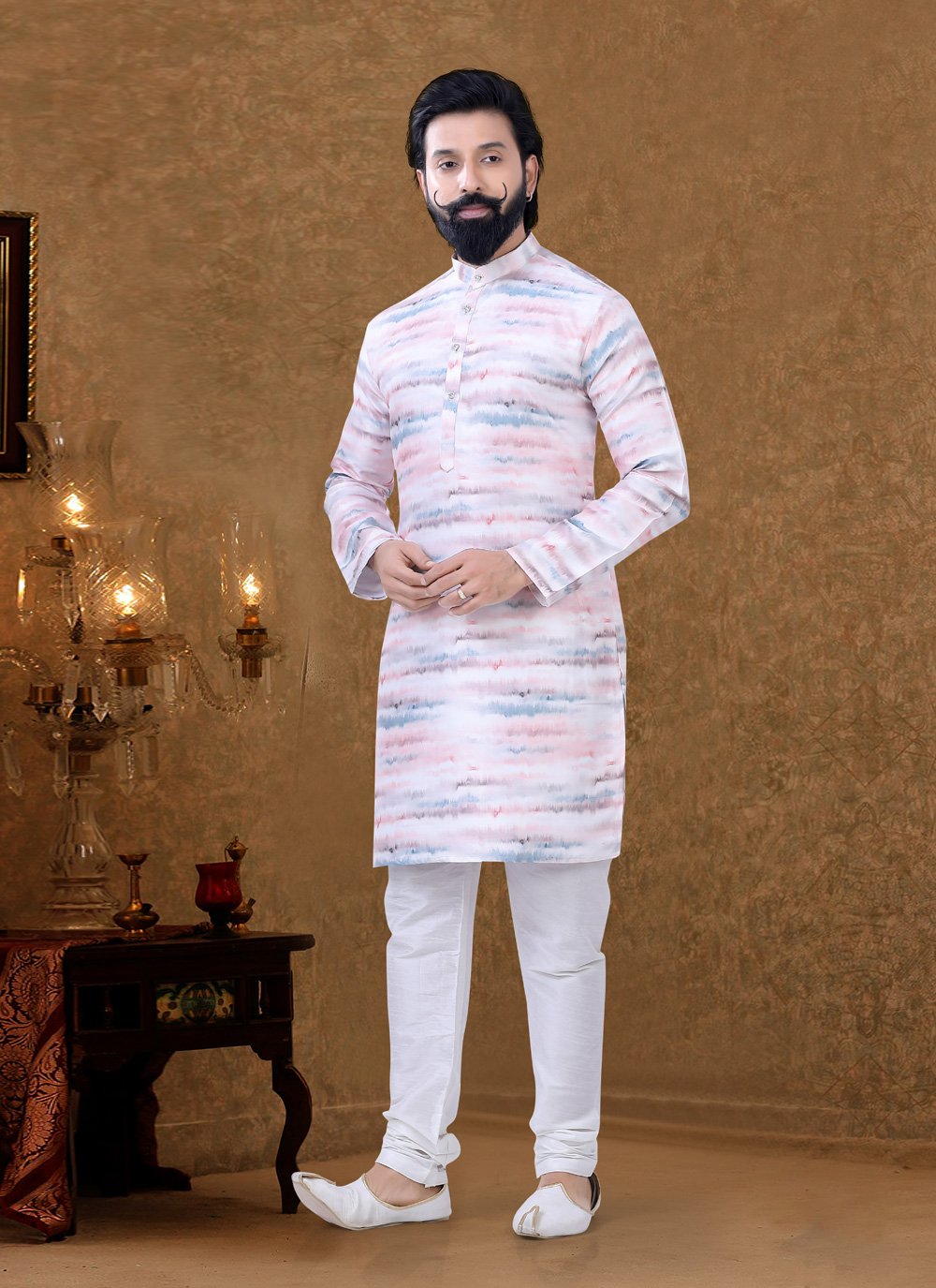 Kurta Pyjama Cotton Multi Colour Digital Print Mens