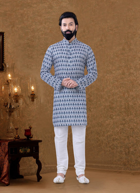 Kurta Pyjama Cotton Multi Colour Digital Print Mens