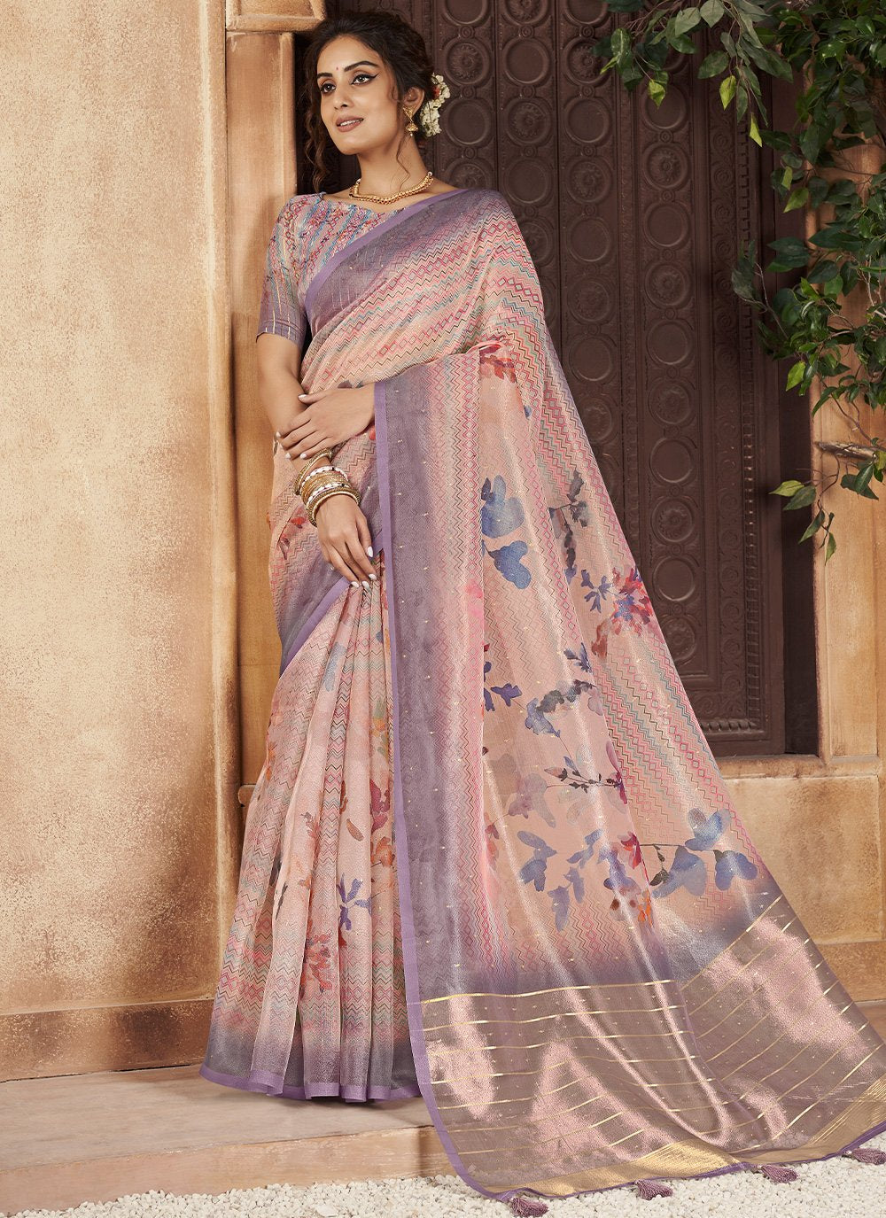 Designer Organza Multi Colour Digital Print Saree