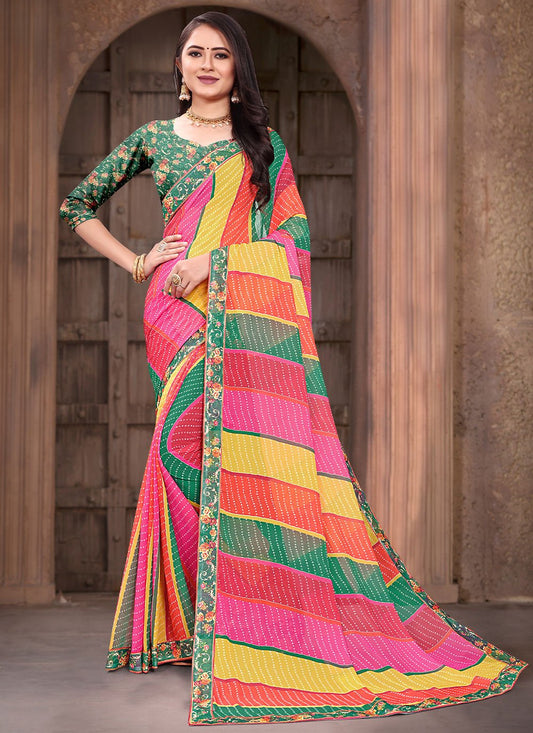 Designer Weight Less Multi Colour Digital Print Saree