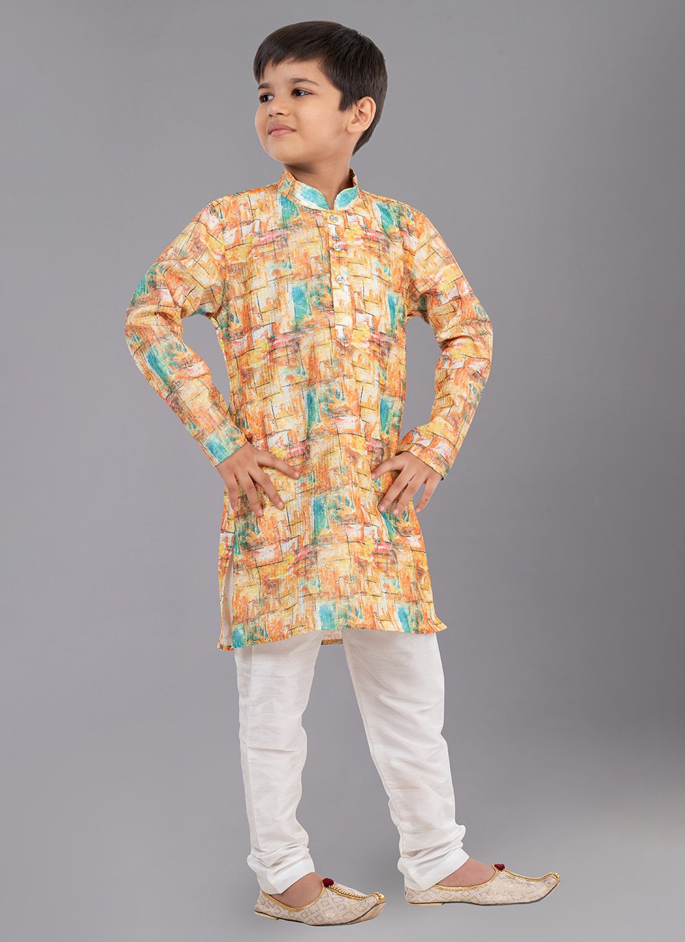 Kurta Pyjama Polyester Multi Colour Digital Print Kids