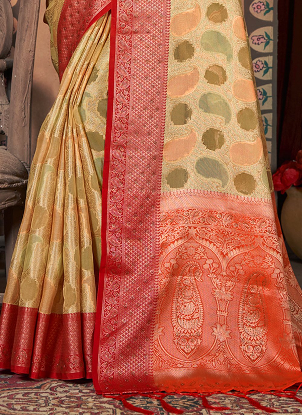 Classic Organza Multi Colour Embroidered Saree