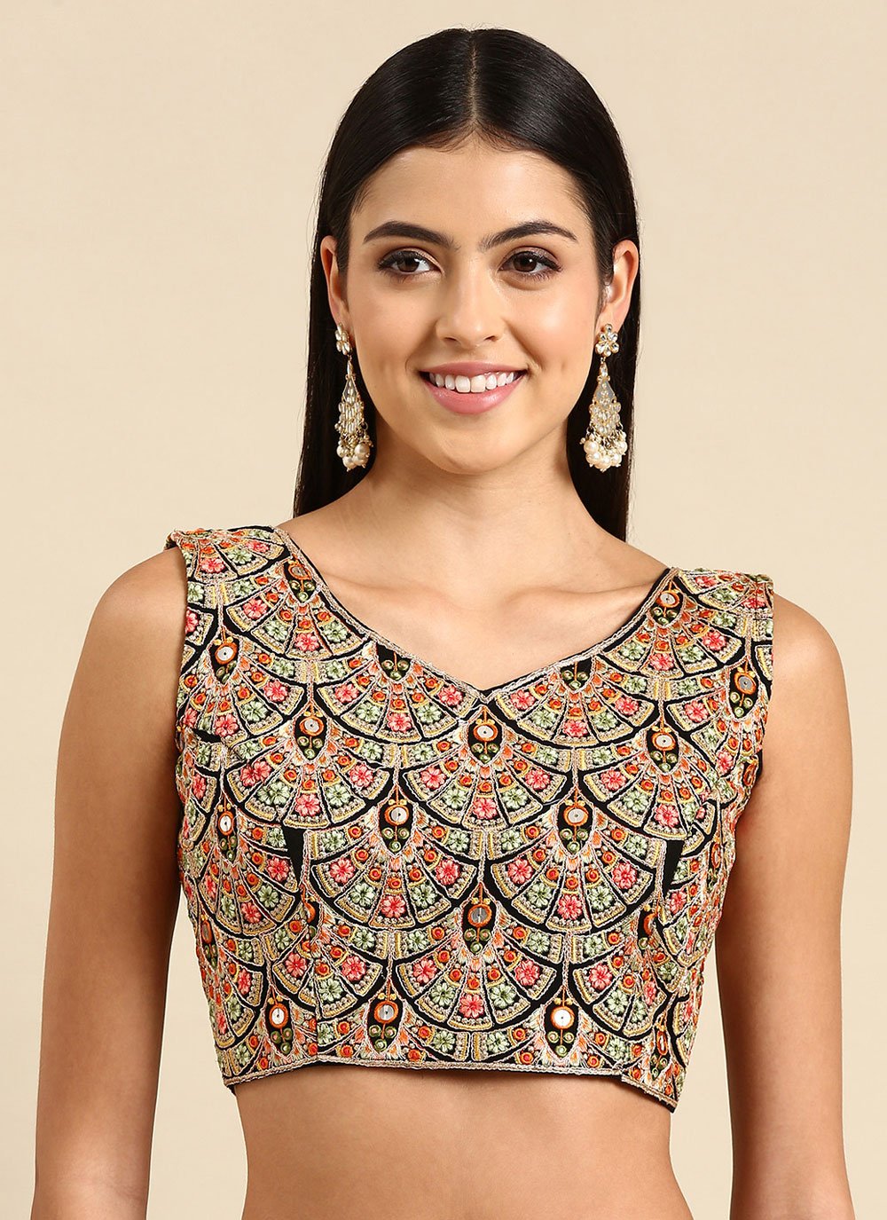 Designer Blouse Georgette Multi Colour Embroidered Blouse