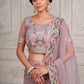 A Line Lehenga Net Multi Colour Embroidered Lehenga Choli