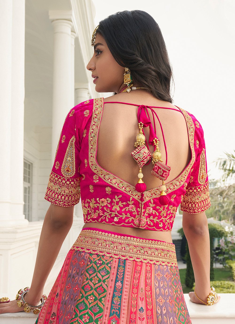 Lehenga Choli Silk Multi Colour Embroidered Lehenga Choli