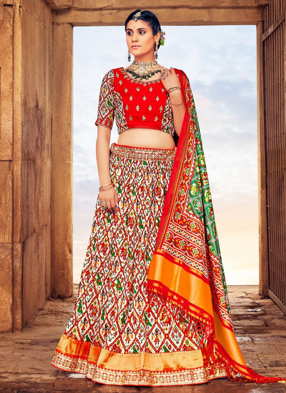 Readymade Lehenga Choli Silk Multi Colour Embroidered Lehenga Choli