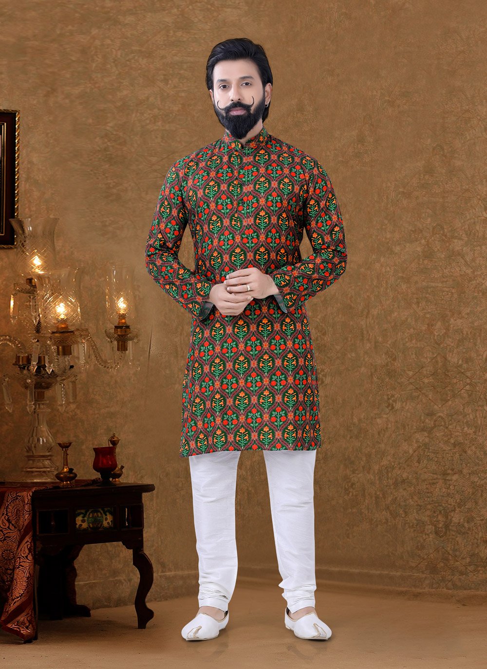 Kurta Pyjama Cotton Multi Colour Digital Print Mens