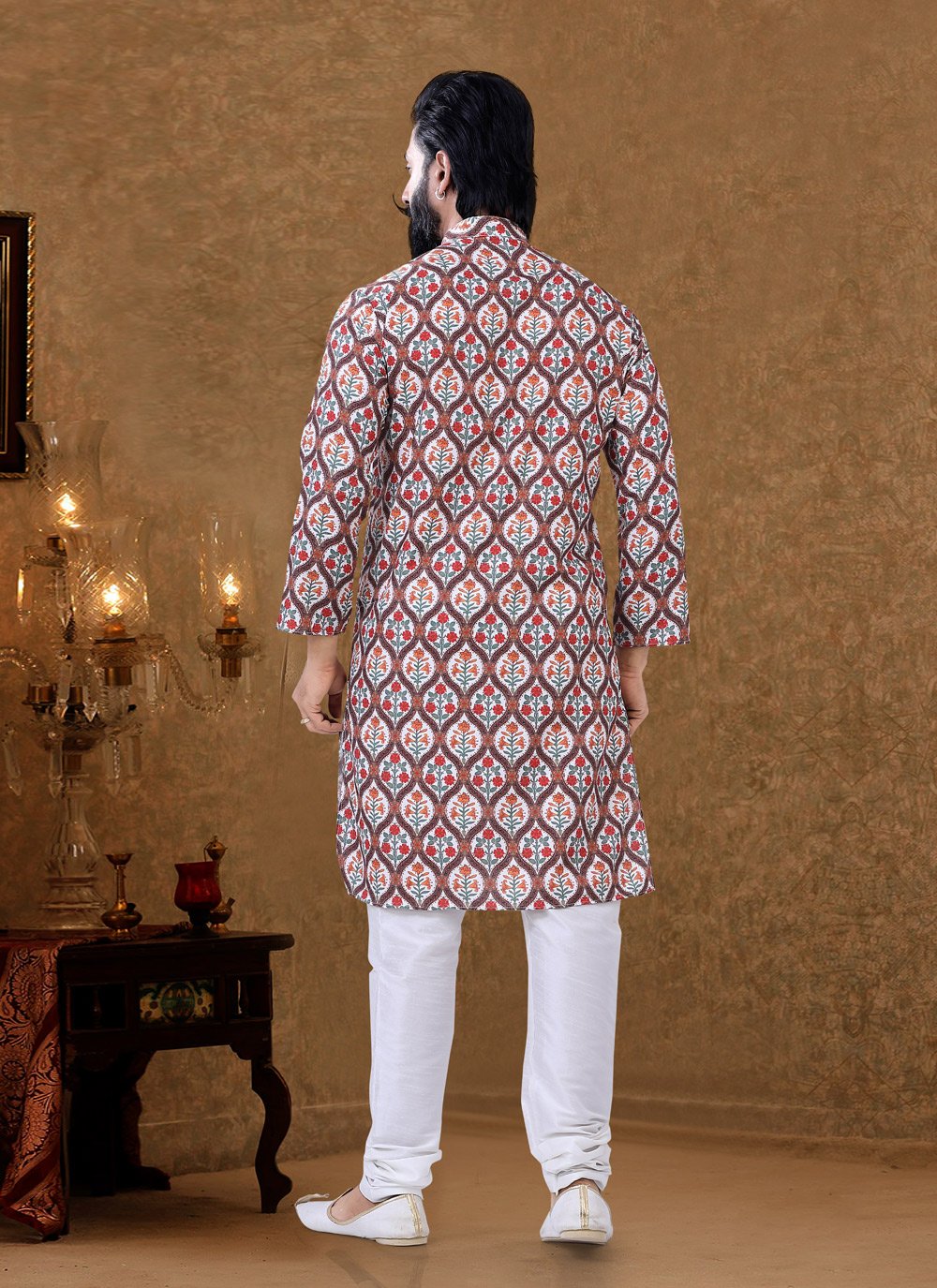 Kurta Pyjama Cotton Multi Colour Digital Print Mens