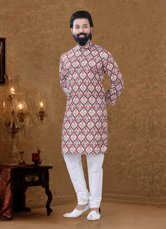 Kurta Pyjama Cotton Multi Colour Digital Print Mens