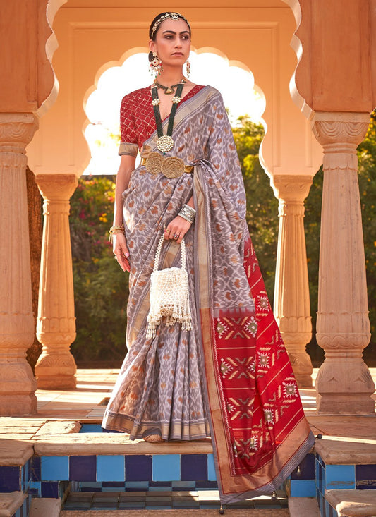 Trendy Saree Kanchipuram Silk Multi Colour Print Saree