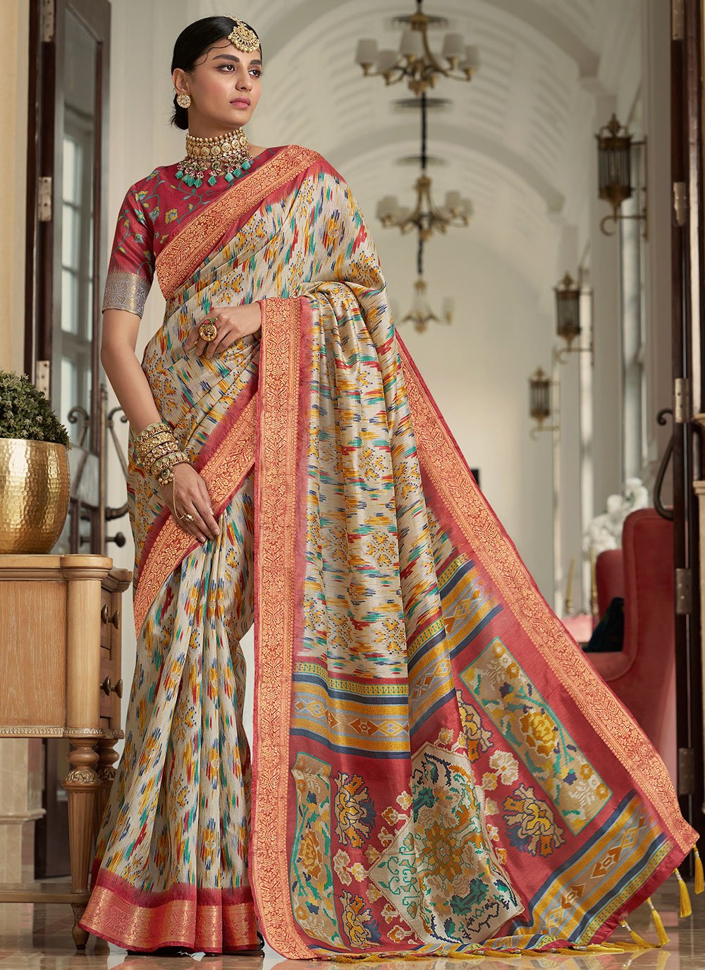 Contemporary Silk Multi Colour Digital Print Saree