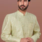 Indo Western Jacquard Linen Multi Colour Fancy Work Mens