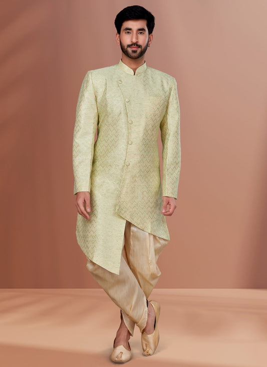 Indo Western Jacquard Linen Multi Colour Fancy Work Mens