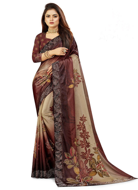 Classic Lycra Multi Colour Fancy Work Saree