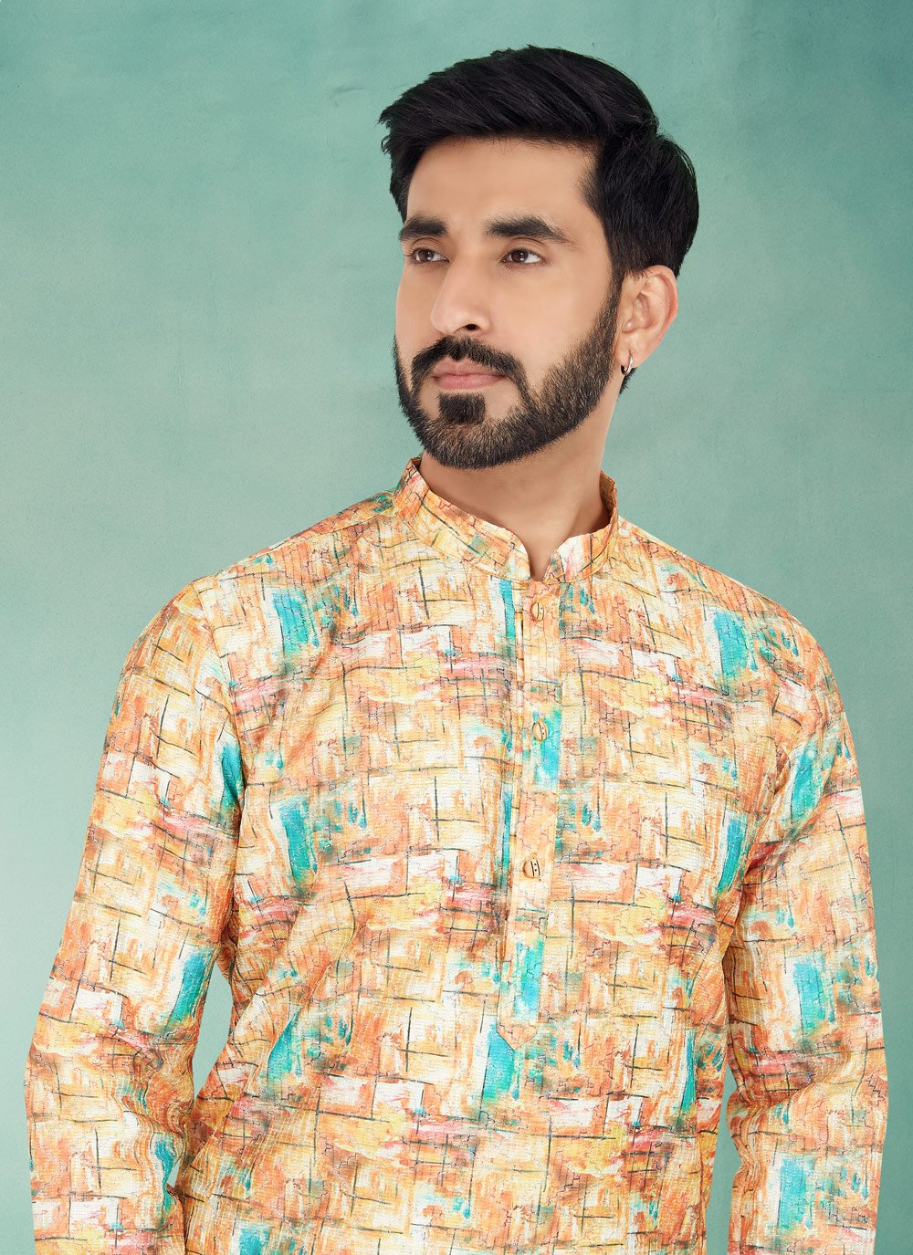 Kurta Pyjama Fancy Fabric Multi Colour Digital Print Mens