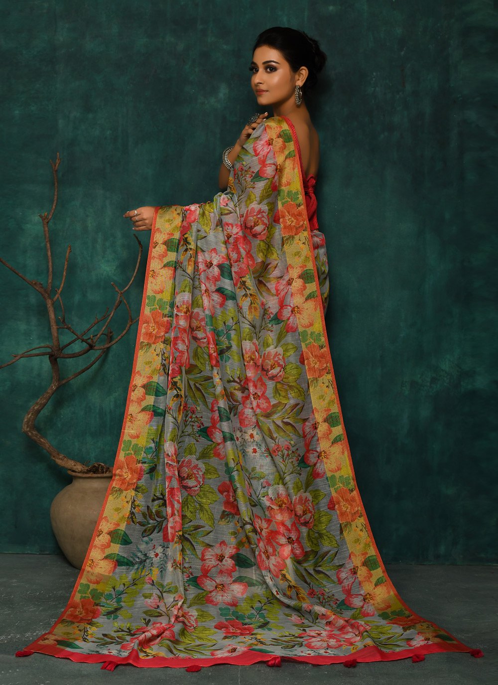 Designer Fancy Fabric Multi Colour Digital Print Saree