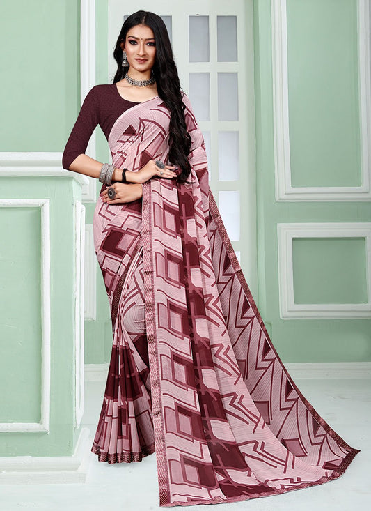 Contemporary Faux Georgette Multi Colour Patch Border Saree