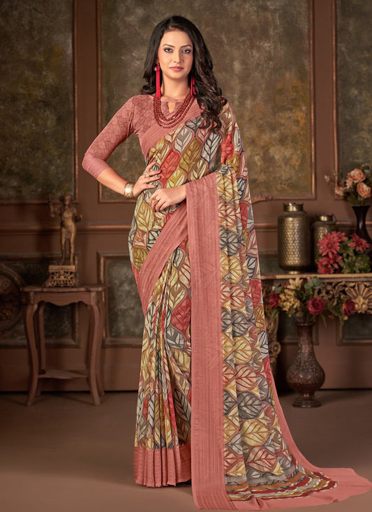 Designer Georgette Multi Colour Print Saree